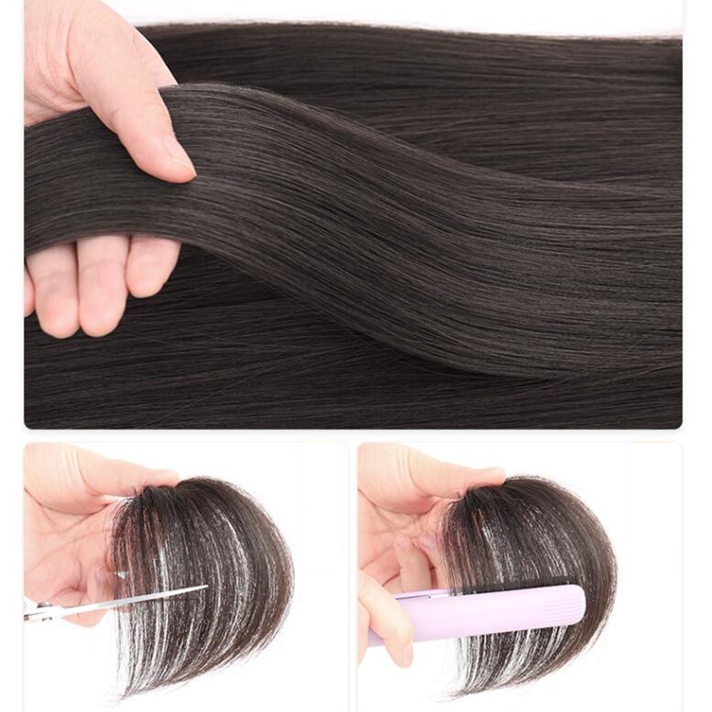 1pcs Poni Rambut Longgar Alami Untuk Wanita Tidak Terlihat Dan Mulus Sopak Udara Berbulu Poni Wig 15cm