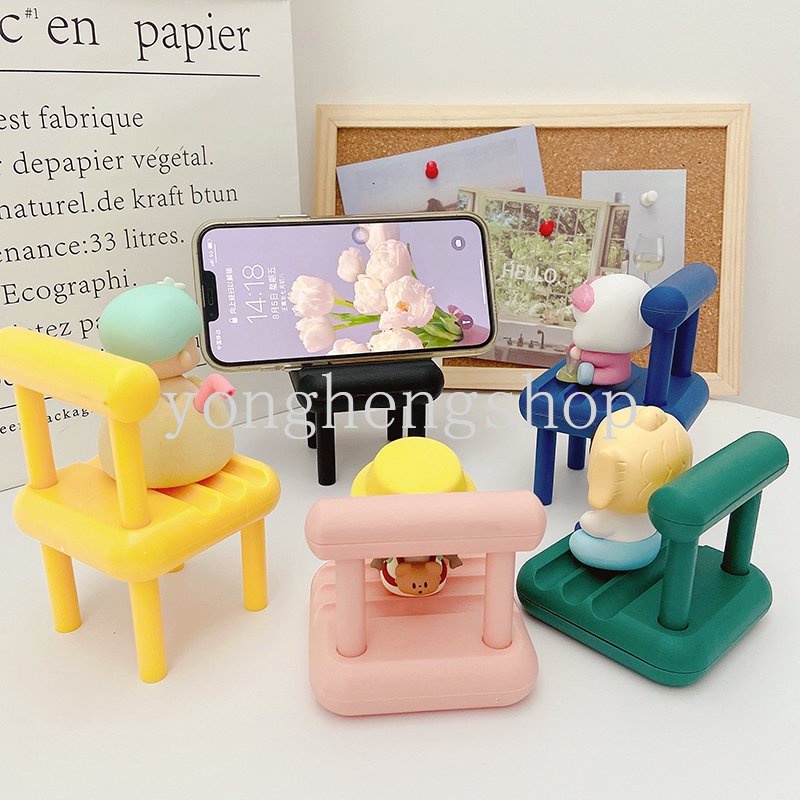 Kreatif Kursi Mini Berbentuk Bracket Ponsel Kawaii Bangku Kecil Yang Dapat Disesuaikan Rak Ponsel Ponsel Tablet Berdiri Malas Dudukan Ponsel Desktop Dekorasi Hiasan Hadiah Anak