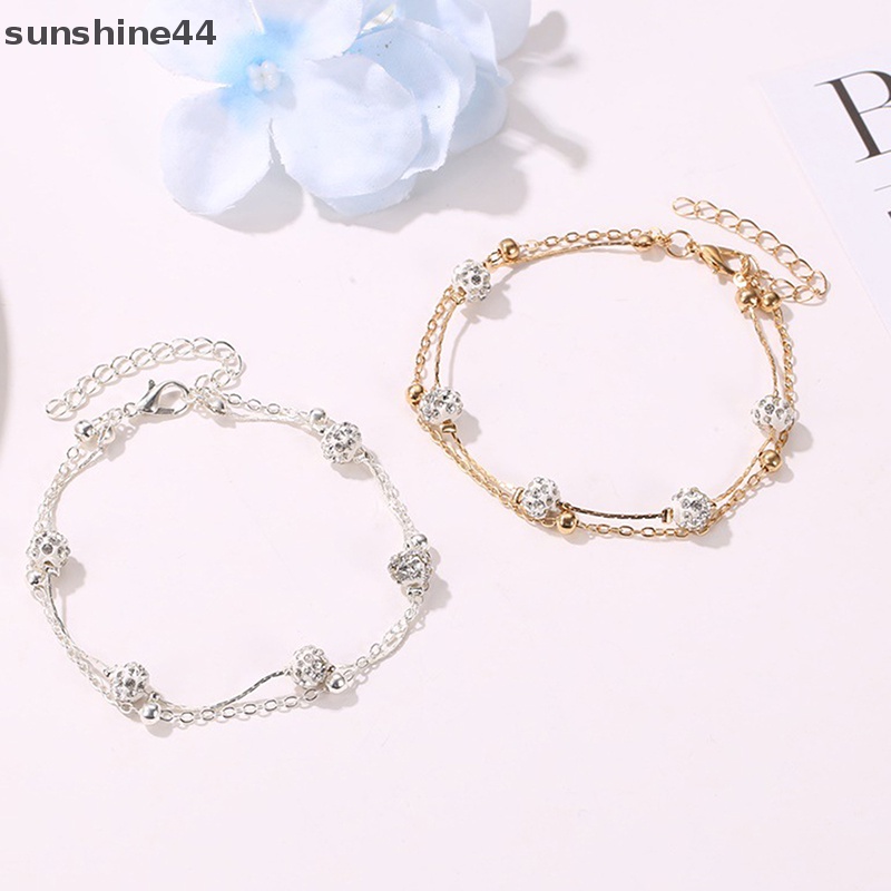 Sunshine 2pcs /set Gelang Kaki Untuk Wanita Aksesoris Musim Panas Pantai Barefoot Sandal Bracelet ID