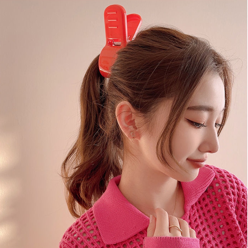 Wanita Jepit Rambut Ponytail Besar Merah Tinggi/ Korean INS Style Acrylic Hair Claws/ Jepit Rambut Hiu Cosplay Lucu Arrietty