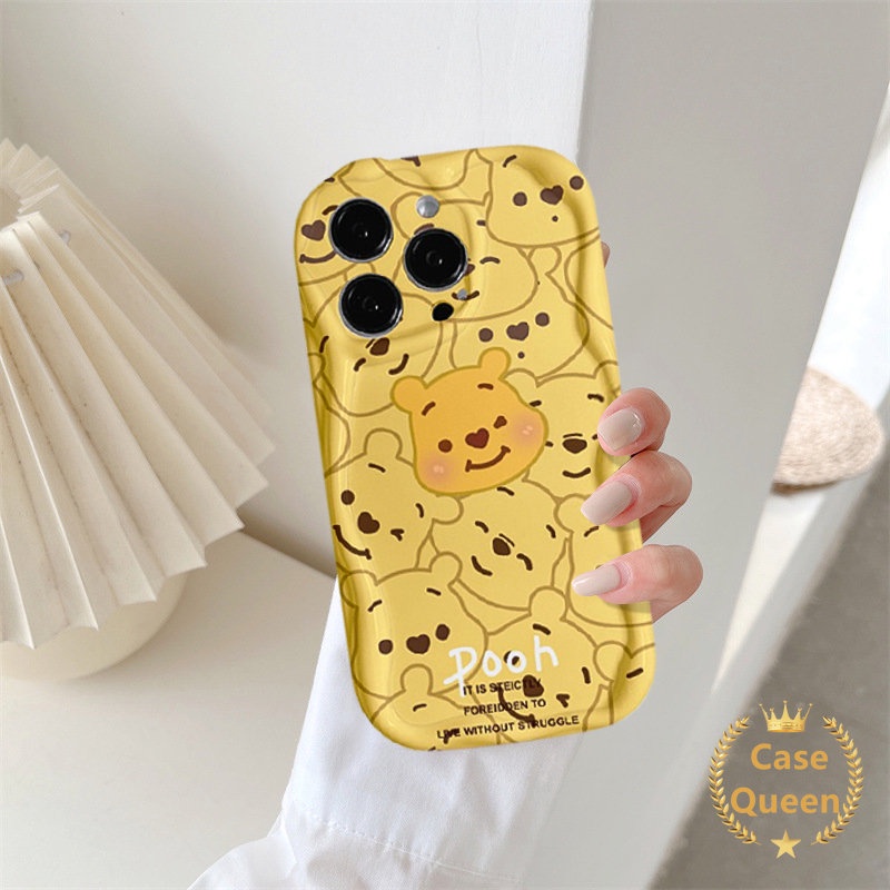 IPHONE Cute Frog Winnie The Pooh Kelinci Babi 3D Wavy Curved Edge Case Kompatibel Untuk Iphone7 8 6 6S Plus 11 13 14 12 Pro MAX XR X XS MAX SE 2020 7Plus Graffiti Penutup Monster Hewan Kecil