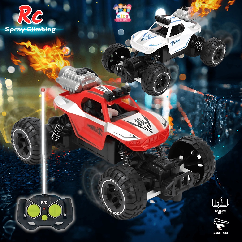 RC Spray Climbing Car Mengeluarkan Asap | Mainan Anak Laki Laki Mobil Mobilan Remote Control Seru