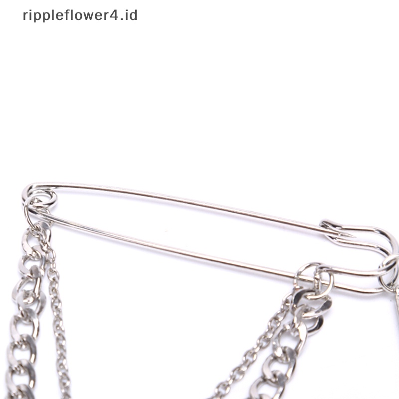 {rippleflower4.id} 1pc Unisex Klasik Rantai Pin Bros Fashion BF Punk Hip Hop Perhiasan Hadiah~