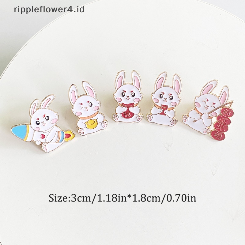 {rippleflower4.id} Tahun Baru Kelinci Paduan Pin Kelinci Bros Kartun Kelinci Pakaian Kerah Pin Lucu Bentuk Hewan Bros Kerah Badge Tas Kartun Perhiasan Aksesoris~