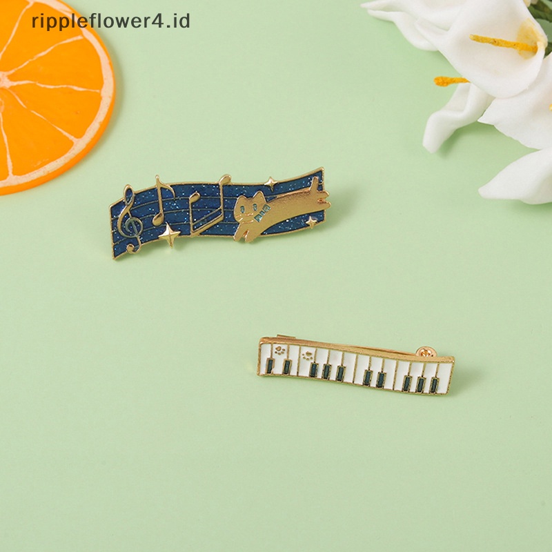 {rippleflower4.id} Nota Musik Bros Untuk Wanita Pria Enamel Dancing Cat Pesta Kantor Brooch Pin Hadiah~