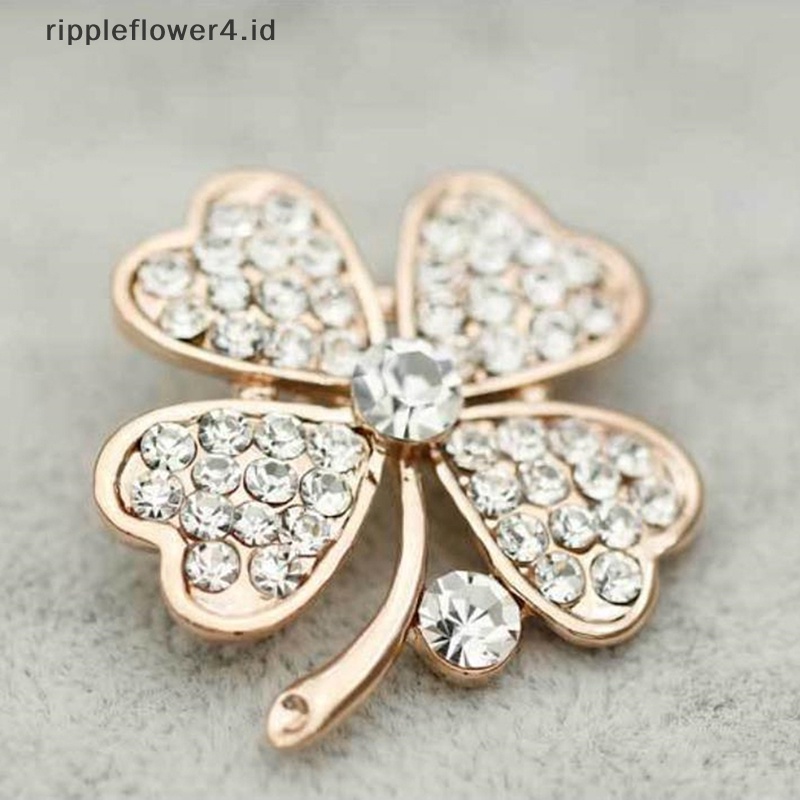 {rippleflower4.id} Bros Empat Daun Keberuntungan Fashion Kreatif Untuk Wanita Gadis Perhiasan Pernikahan Pin~