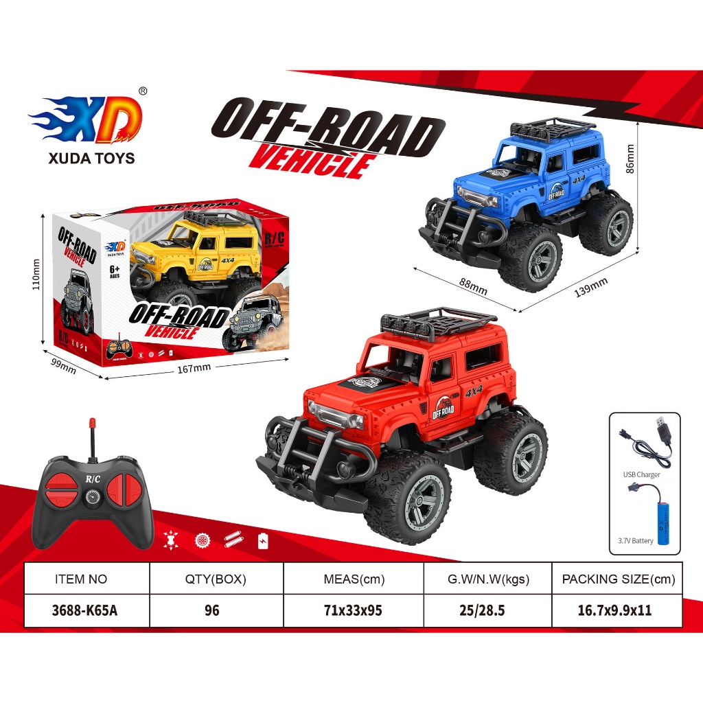 Dapat mengisi daya mobil remote control/mobil remote control offroad jeep/RC Rock Crawler 2WD Powerful