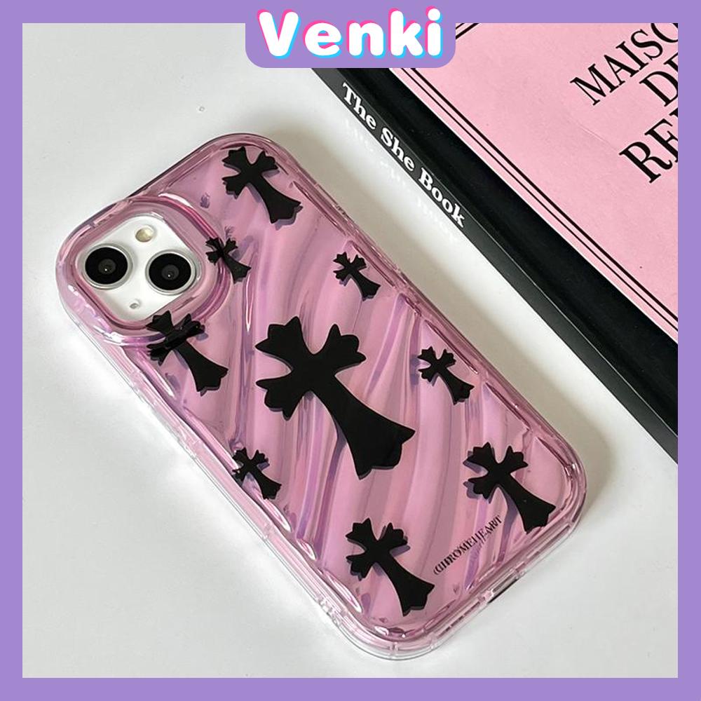 VENKI - Untuk iPhone 11 iPhone Case Laser Reflektif Bening Phone Case TPU Lembut Shockproof Airbag Ponsel Case Sederhana Cro Heart Kompatibel dengan iPhone 14 13 Pro max 12 Pro Max XR XR 7 8