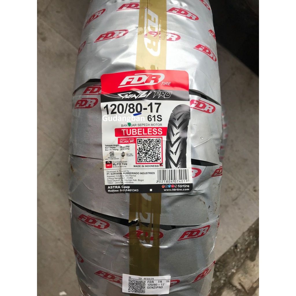 FDR Genzi Pro 120 80 17 Tubeless Ban motor Ninja Supermoto FREE PENTIL