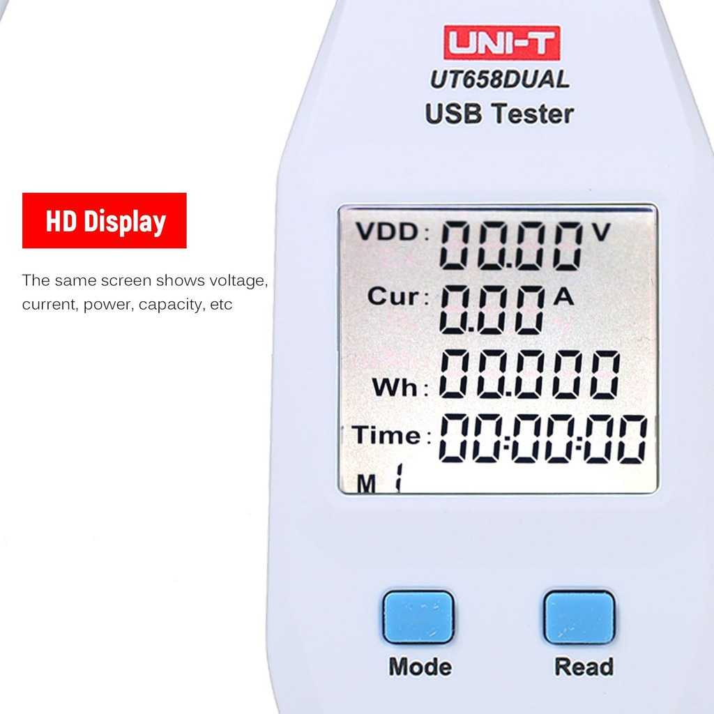 AKN88 - UNI-T UT658DUAL - Portable Dual USB Voltmeter Power Meter Tester