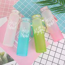 BOP BOTOL MINUM KACA HELLO MASTER GRADIENT COLOR GLASS BOTTLE WARNA CANTIK JELITA SUDAH PACKING DUS