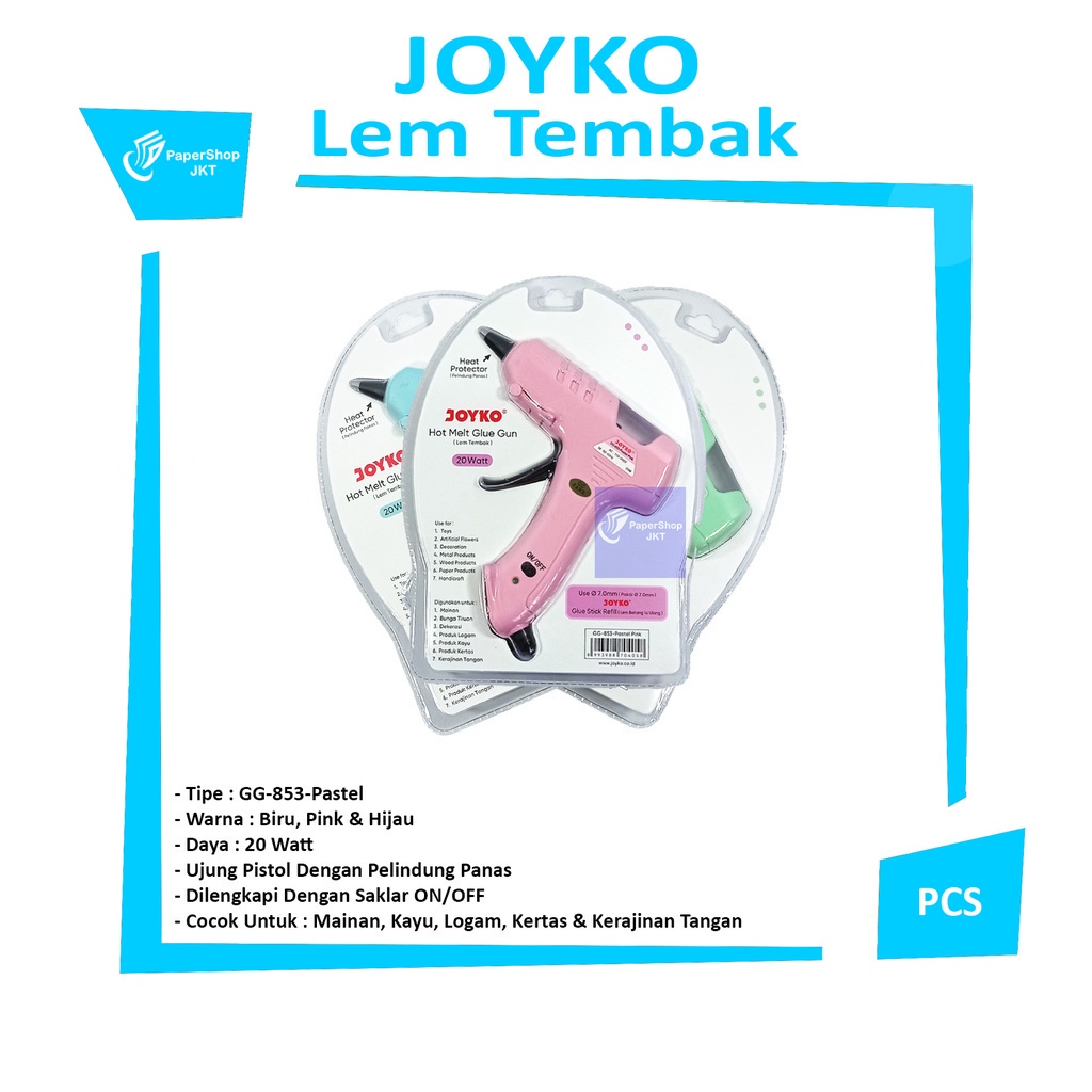 

JOYKO - Glue Gun GG - 853 Pastel - Lem Tembak - Pcs