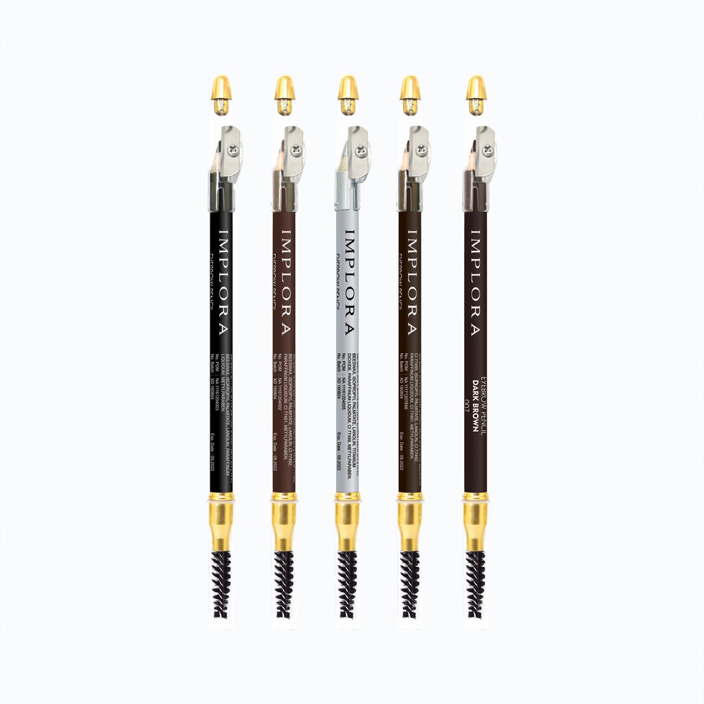 IMPLORA 2 IN 1 EYEBROW PENCIL ORIGINAL Pensil Alis Lengkap Dengan Sikat Alis dan Serutan