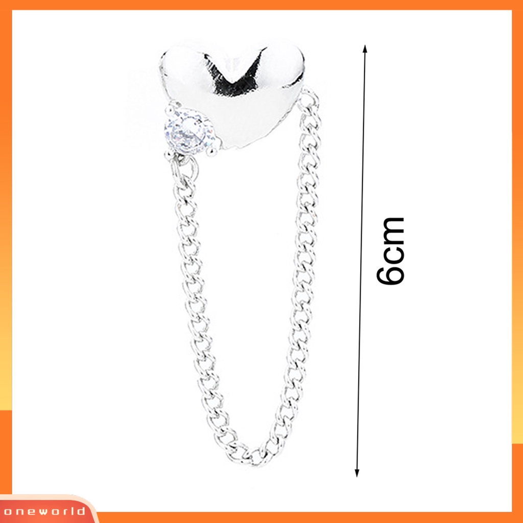 [WOD] 1pc Wanita Anting Bentuk Hati Berkilau Punk Rumbai Rantai Menjuntai Anting-Anting Perhiasan Fashion