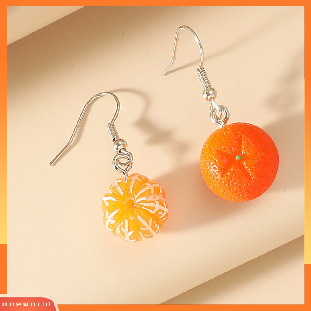 [WOD] 1pasang Hidup Menawan Warna Cerah Menjuntai Anting Indah Buah Orange Drop Hook Earrings Perhiasan Acessories