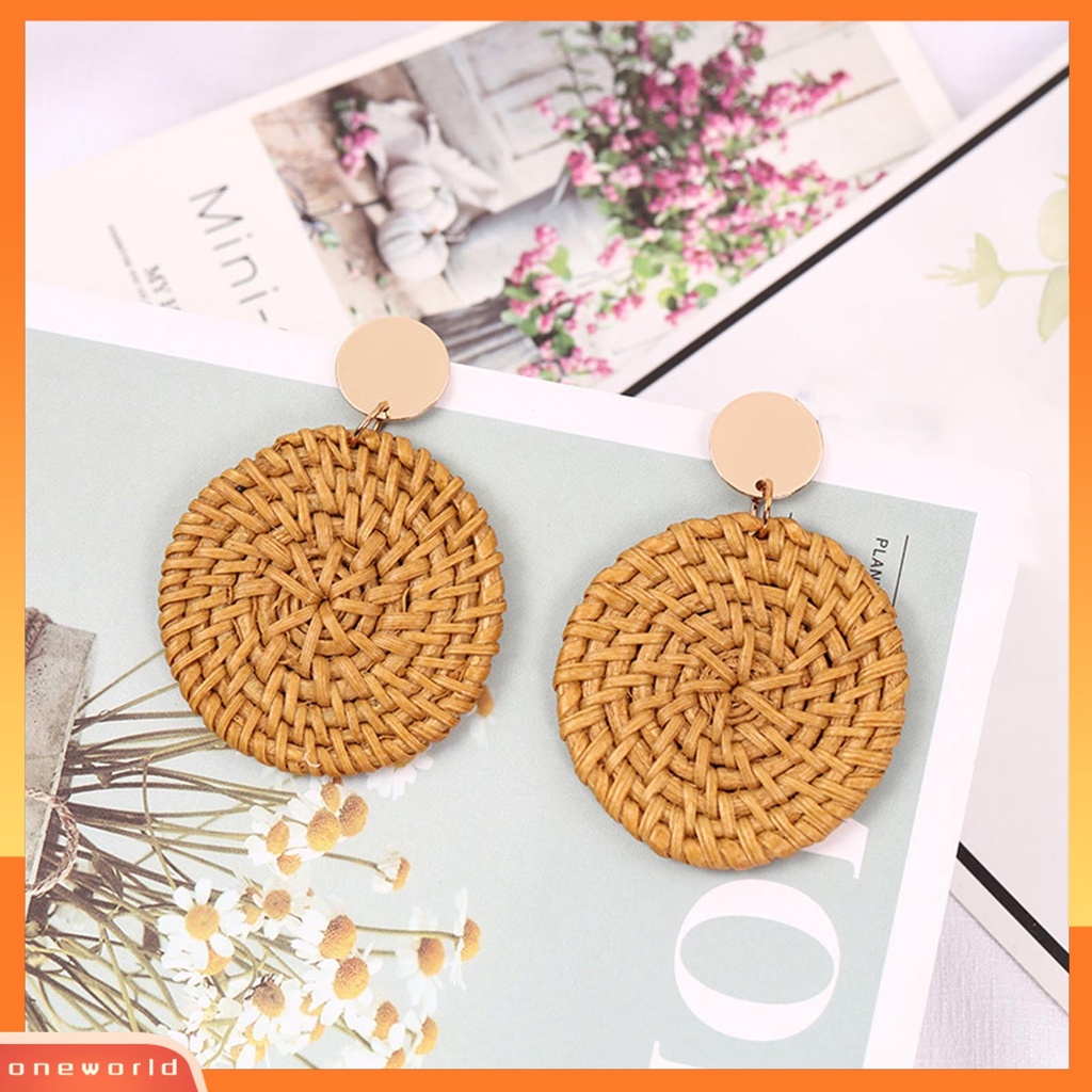 [WOD] 1pasang Anting Wanita Handmade Geometris Vintage Ringan Elegan Menjuntai Earrings Untuk Perjamuan