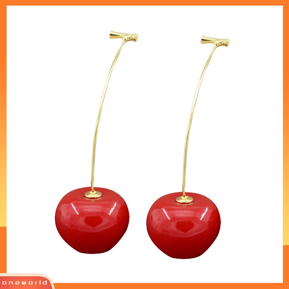 [WOD] Lucu Wanita Resin Cherry Merah Liontin Buah Menjuntai Anting Pesta Pernikahan Perhiasan