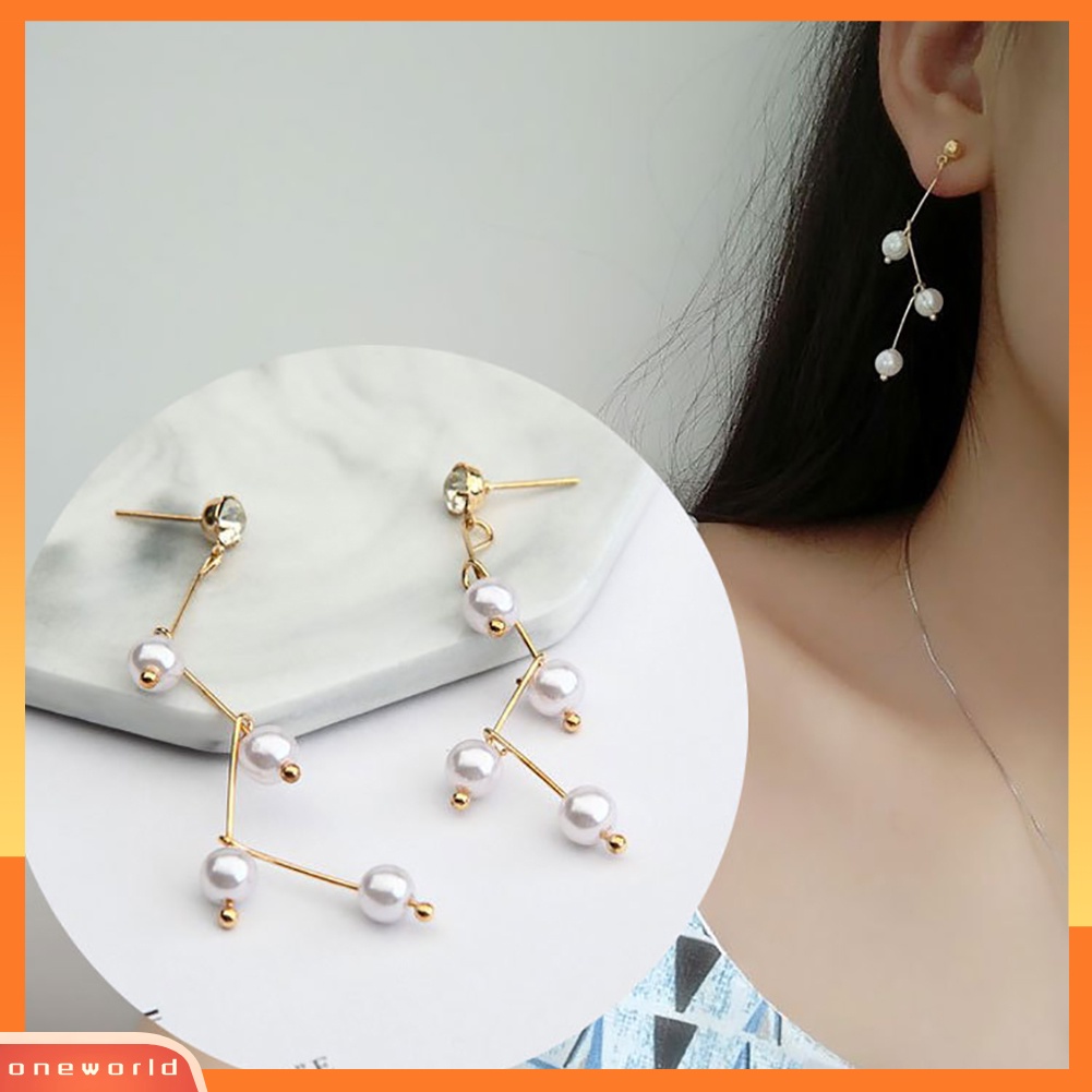 [WOD] Fashion Faux Pearl Ear Stud Earrings Wanita Gadis Pesta Perhiasan Cocktail Hadiah