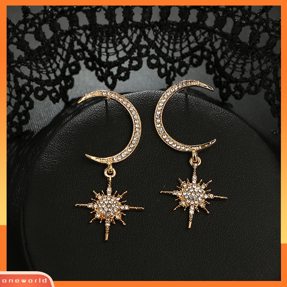 [WOD] Berlian Imitasi Bulan Berujung Delapan Anting-Anting Elegan Wanita Pernikahan Bridal Eardrop