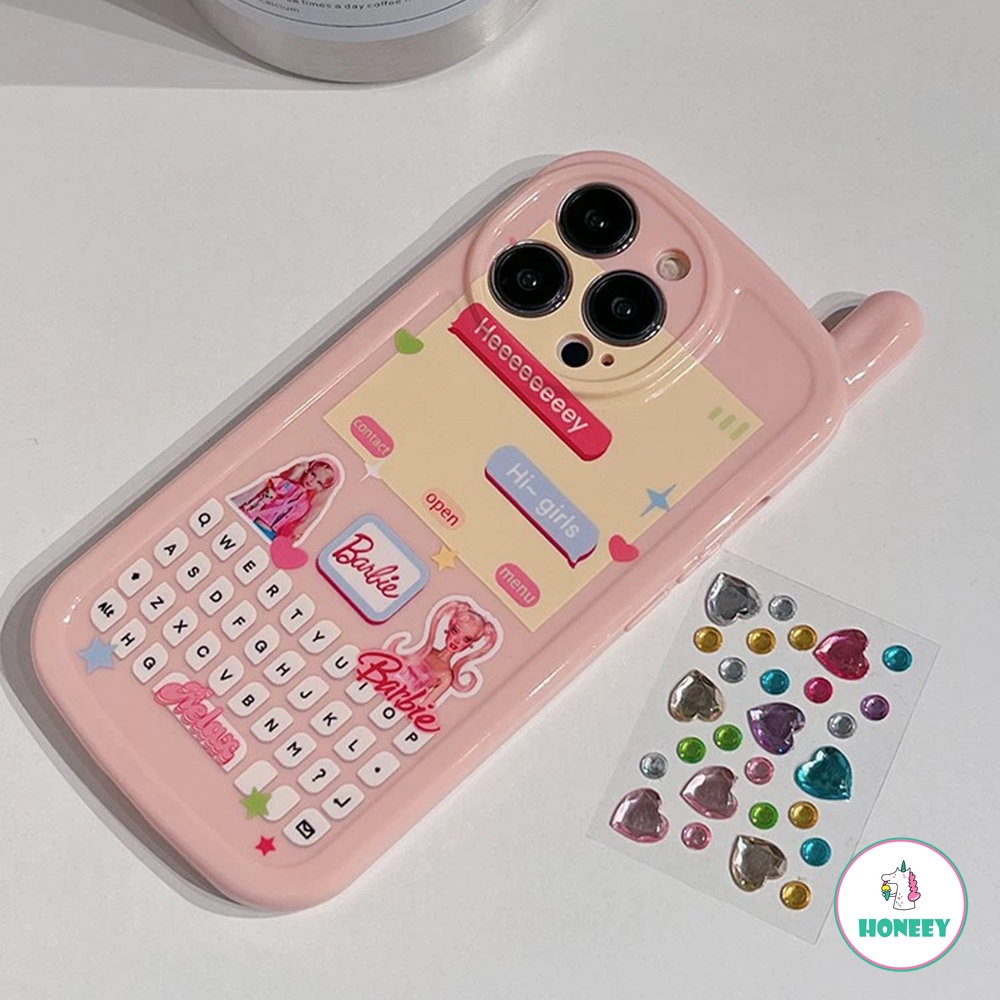 Pink Casing Telepon Retro Kompatibel Untuk iPhone 14 Pro Max11 12 13 Pro Max XS XR 7 8plus Kartun Gadis Shockproof Soft Cover