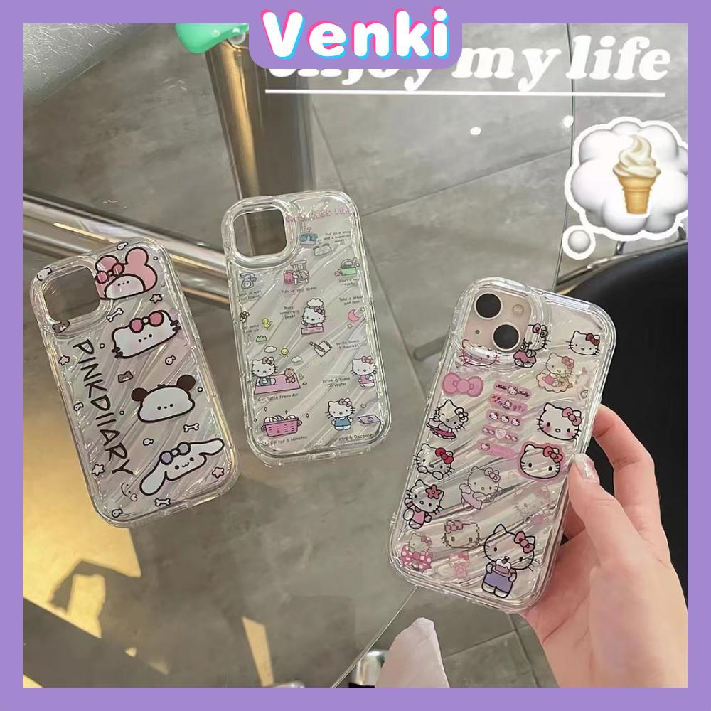 VENKI - iPhone Case untuk iPhone 11 Laser Reflektif Bening Phone Case TPU Soft Shockproof Airbag Case Lucu Kartun Kucing Kompatibel dengan iPhone 14 13 Pro Max 12 Pro Max XR XR 7 8Plus