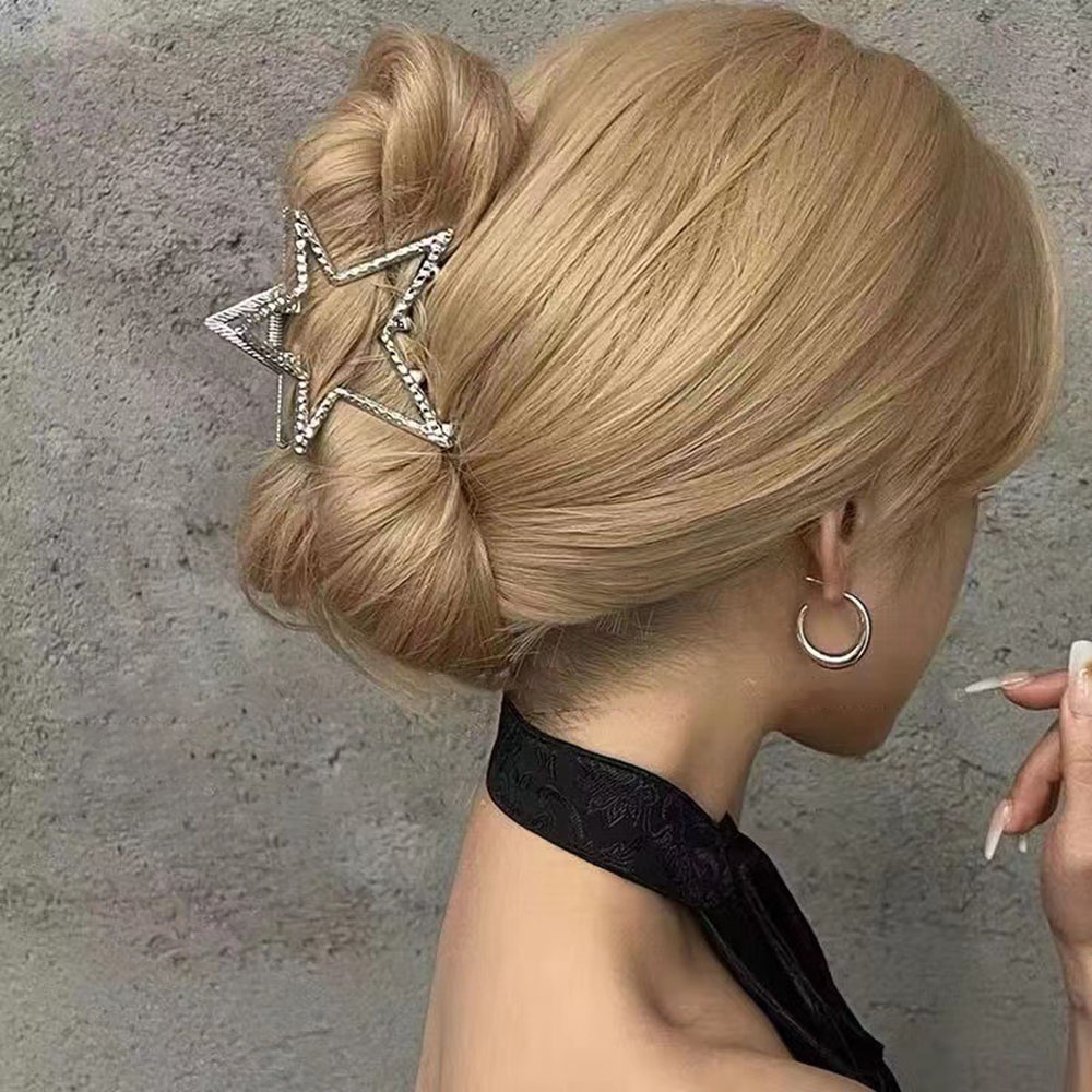 Y2k Korea Logam Bintang Jepit Rambut Wanita Gadis Belakang Kepala Besar Hair Claw Clip Headwear Aksesoris