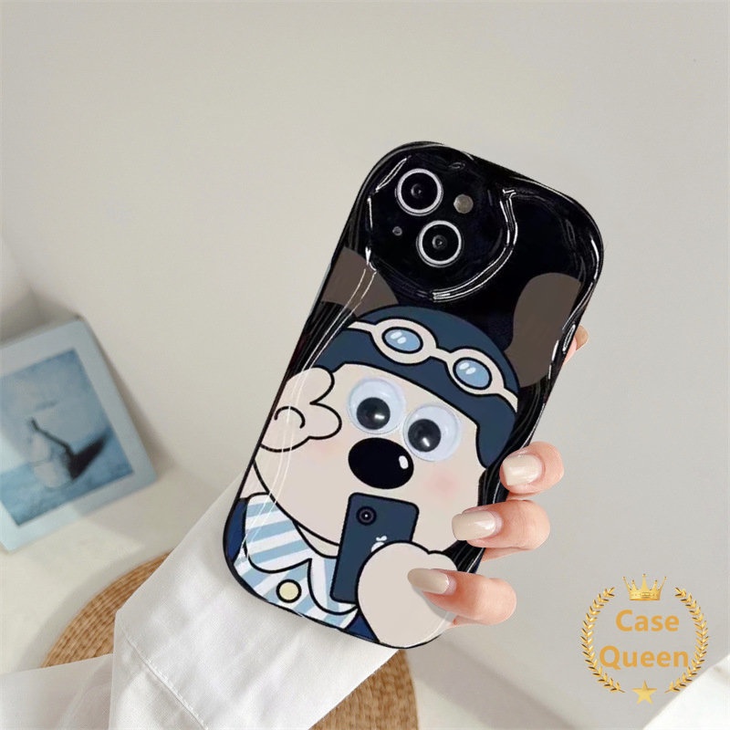 Selfie Lucu Gromit Dog Kartun Buaya Dinosaurus 3D Bergelombang Melengkung Tepi Case Untuk Samsung A12 A32 A13 A04s A52s A50 A13 A24 A50s A14 M12 A52 A30s Pasangan Lucu Happy Girl Boy Cover