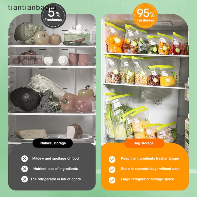 [tiantianbaofu] Wadah Tas Penyimpanan Makanan Reusable Freezer Bag Anti Bocor Top Ziplock Bags Butik