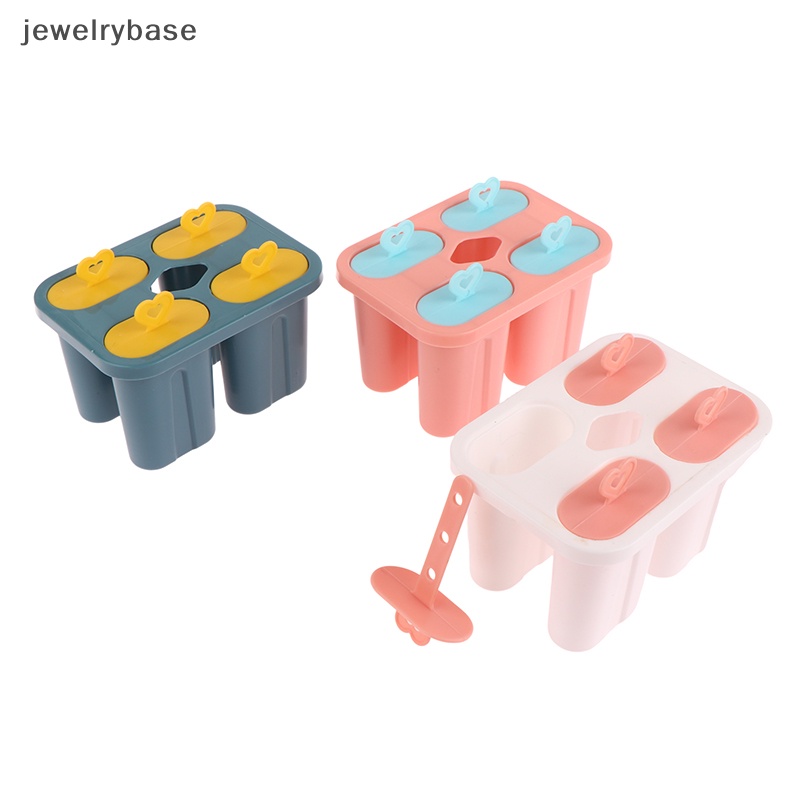 [jewelrybase] Cetakan Es Krim Frozen Plastik Juice Popsicle Maker Lolly Mould 4sel Butik