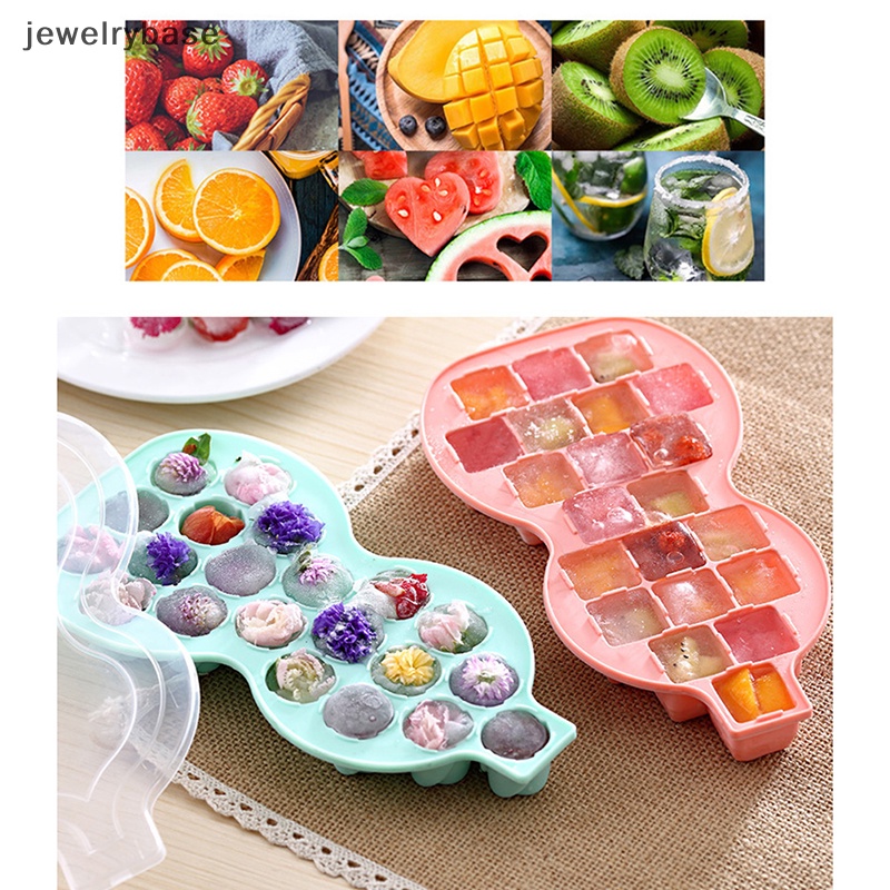 [jewelrybase] 1pc 11/21Cavity Rose Silicone Es Batu Rumah Tangga Labu Es Kotak Penyimpanan Dengan Tutup Butik