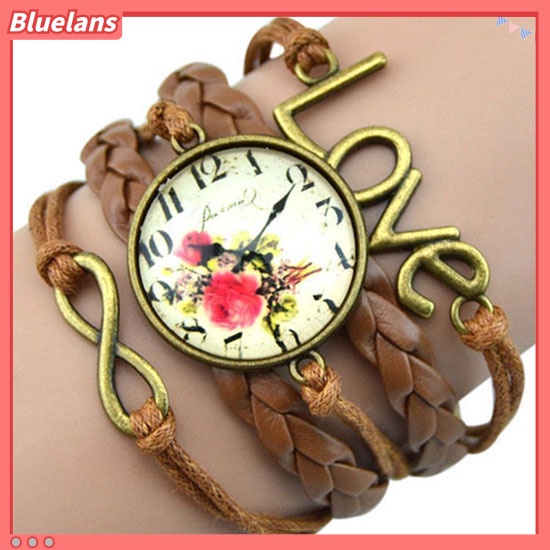 [BLS] Infinity Pesona Cinta 8-bentuk Menenun Kulit PU Faux Wrist Watch Bangle Bracelet