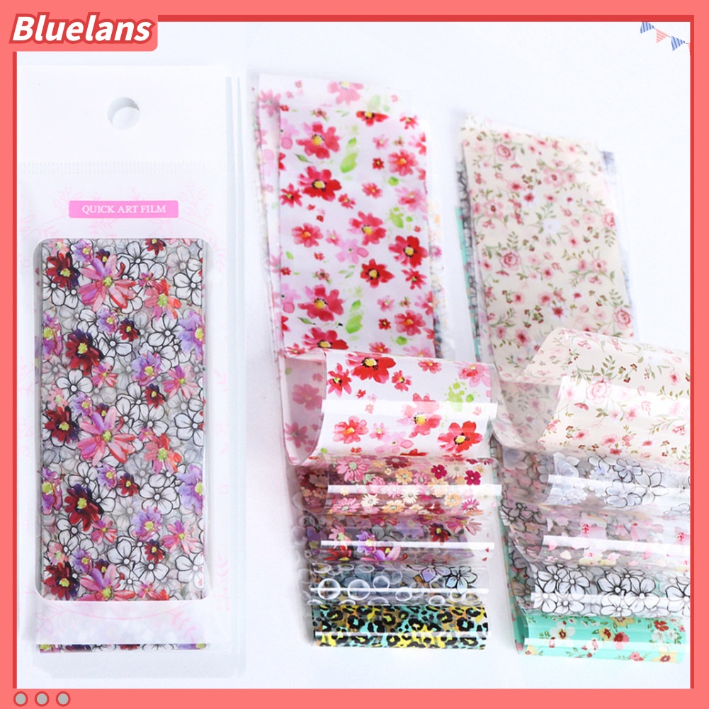 [BLM] 10lembar Langit Berbintang Motif Bunga Nail Art Stiker Transfer Decals Manicure Decor