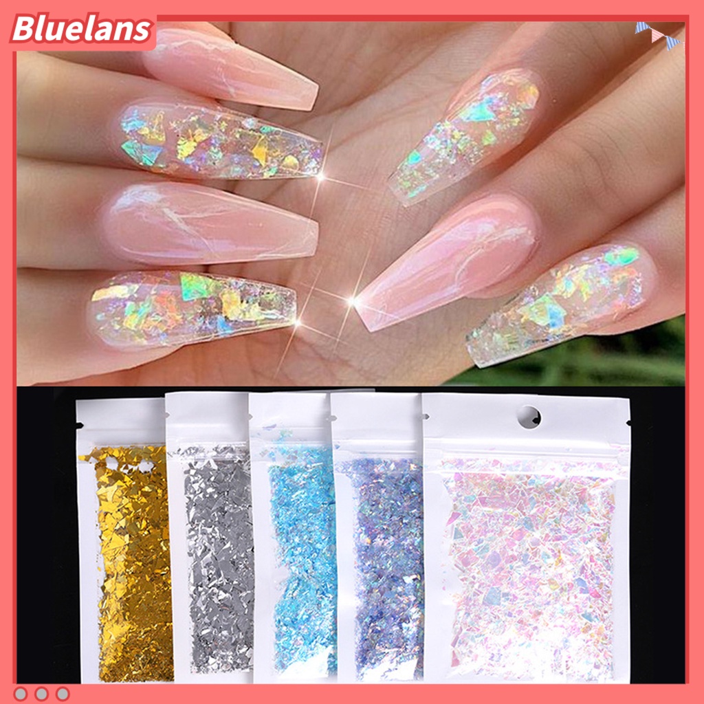 [BLM] Nail Glitter Flakes Bentuk Tidak Teratur Manicure Decoration Aksesoris Kertas Sequin Hiasan Nail Art Untuk Wanita