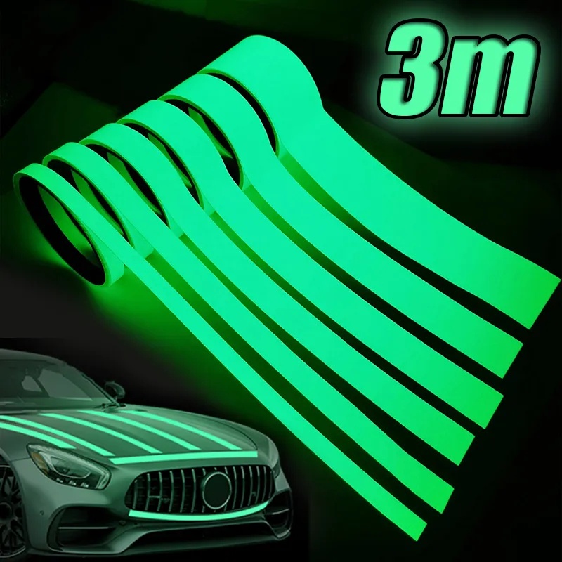 3m DIY Self-adhesive Stiker Mobil Mobil Luminous Tape Auto Motor Sepeda Styling Decals Mobil Panggung Dekorasi Rumah Tape Neon Glow In Dark Safety Warning Strip