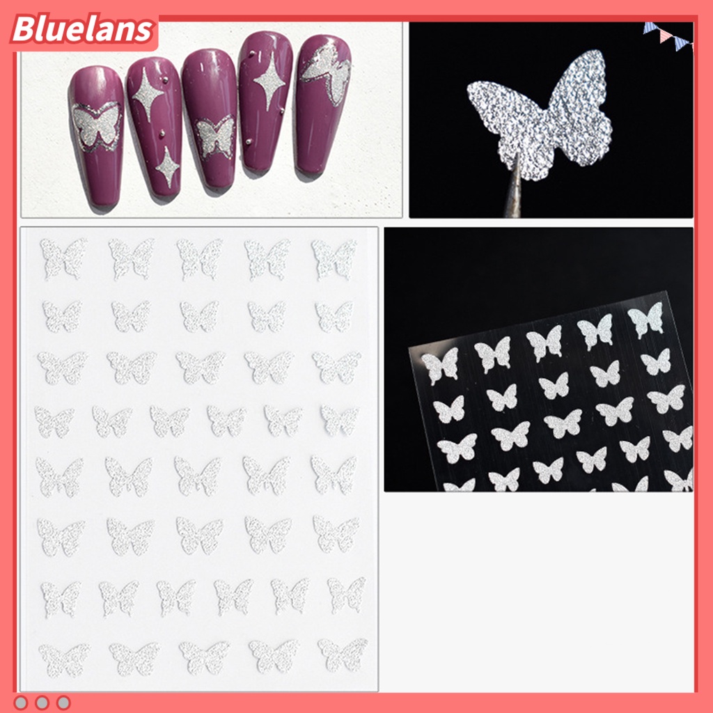 [BLM] Stiker Hati Mengkilap Gambar Hidup DIY Aneka Bentuk Flash Silver Nail Art Sticker Untuk Wanita