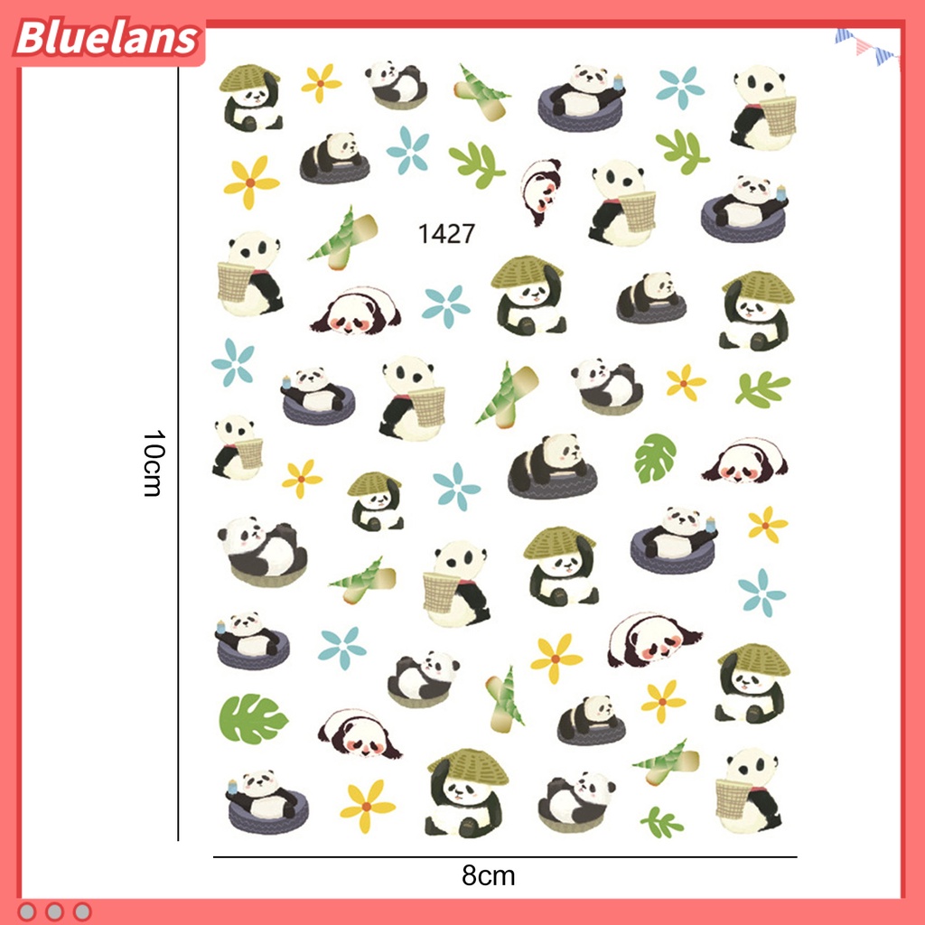 [BLM] Desain Daun Panda Lucu Stiker Kuku Tempel Dekoratif Mudah Perekat DIY Kertas Nail Art Stiker Perlengkapan Kuku