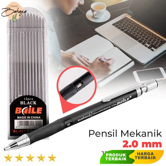 

Pensil Mekanik Mechanical Pencil 2B 2mm 12 Isi - BAILE