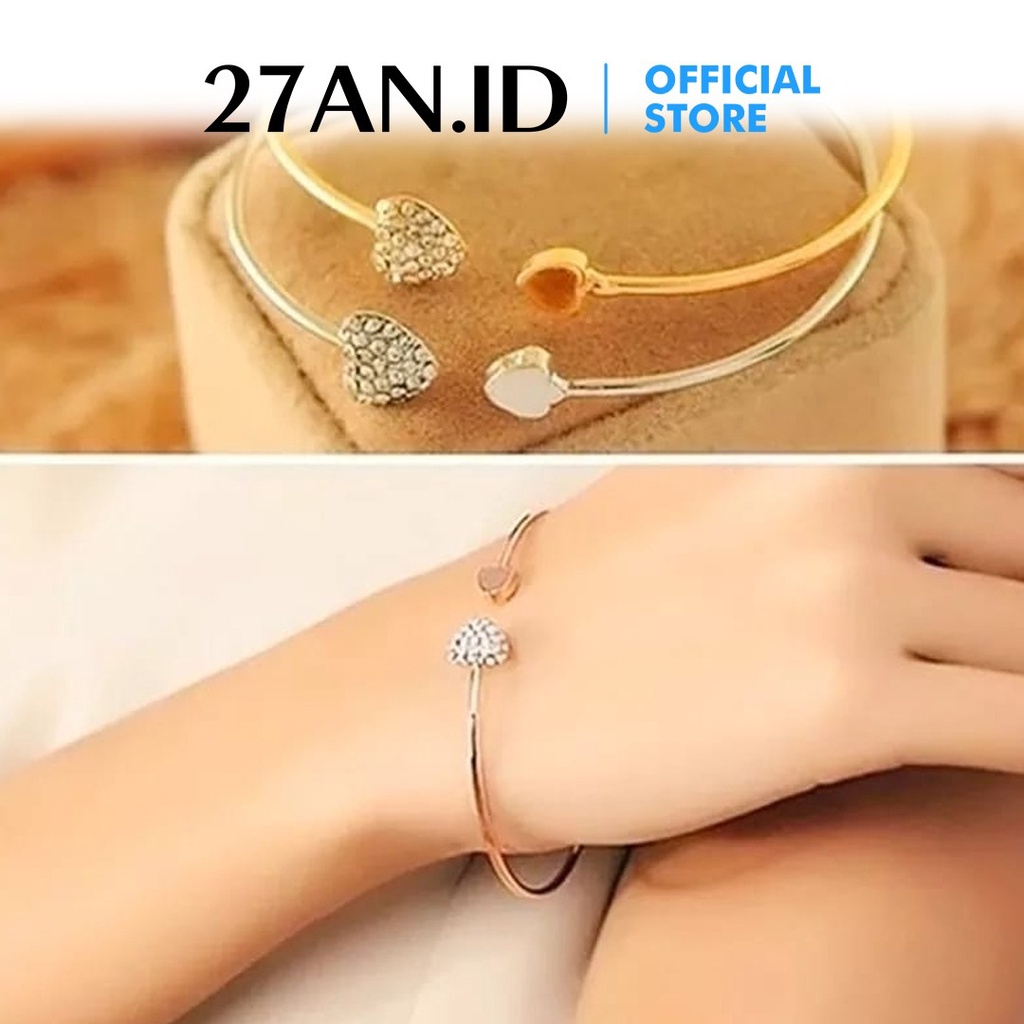 Gelang tangan H27 Gelang Motif Dua Hati Liontine Love Cantik Gelang Tangan Fashion Wanita  B14