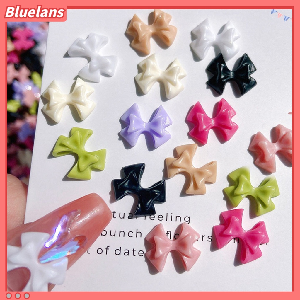 [BLM] 30pcs Dekorasi Kuku Mudah Tempel Busur-Simpul Transparan Indah Efek 3D DIY Nail Art Kawaii Anti-Kerusak Glitter Perhiasan Kuku Aksesoris Kuku