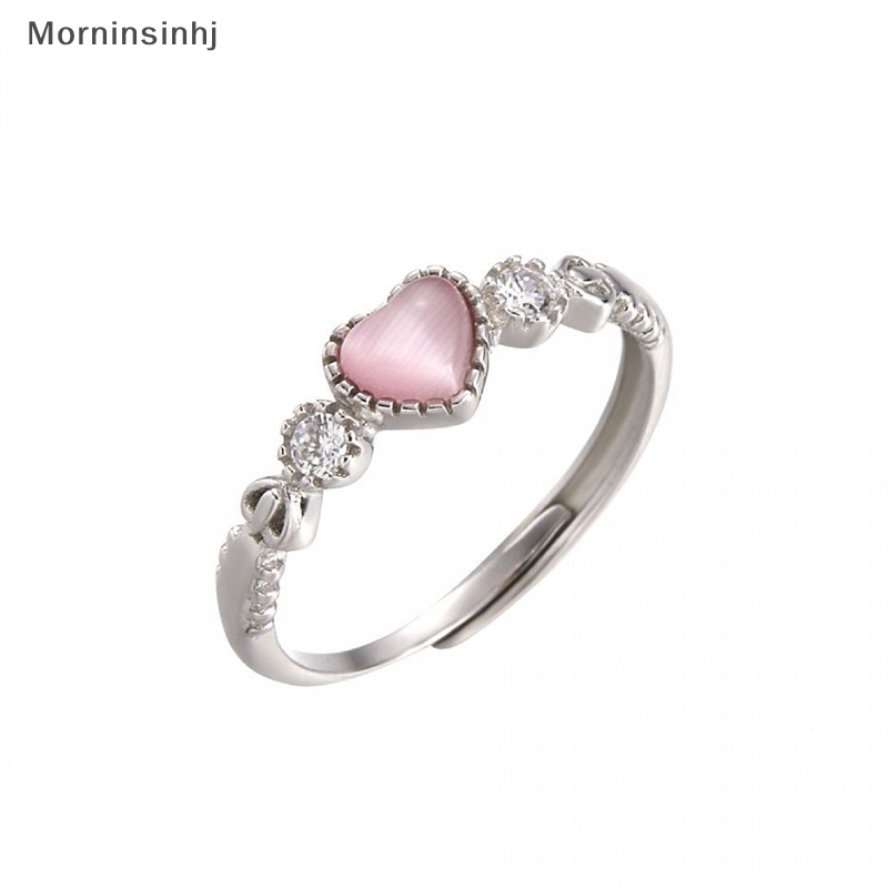 Mornin Cincin Warna Silver Merah Muda Hati Opal Kreatif Jari Cincin Vintage Aesthetic Lucu Punk Rings Untuk Wanita Pesona Perhiasan Aksesoris id