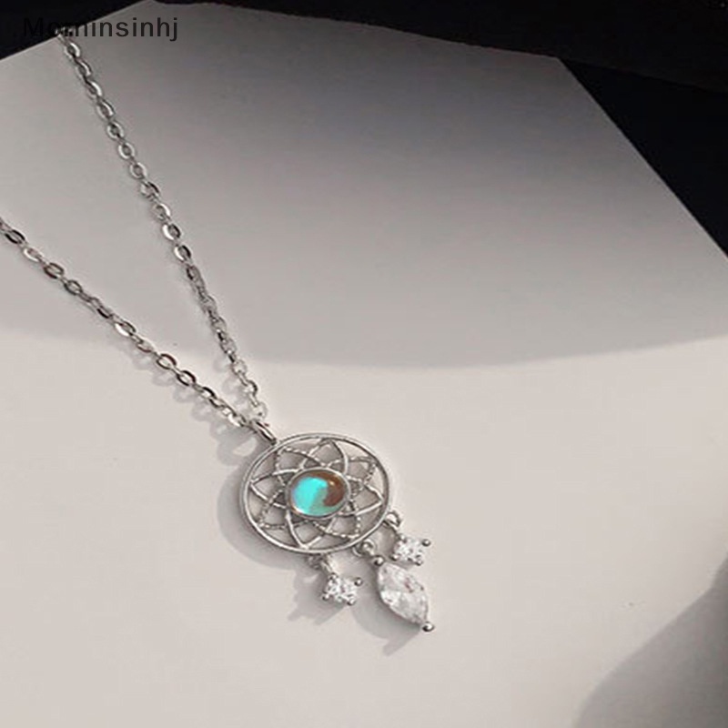 Mornin Fashion Kristal Rumbai Moonstone Dream Catcher Charm Kalung Untuk Wanita Kreatif Liontin Elegan Pesta Kalung Perhiasan Hadiah id