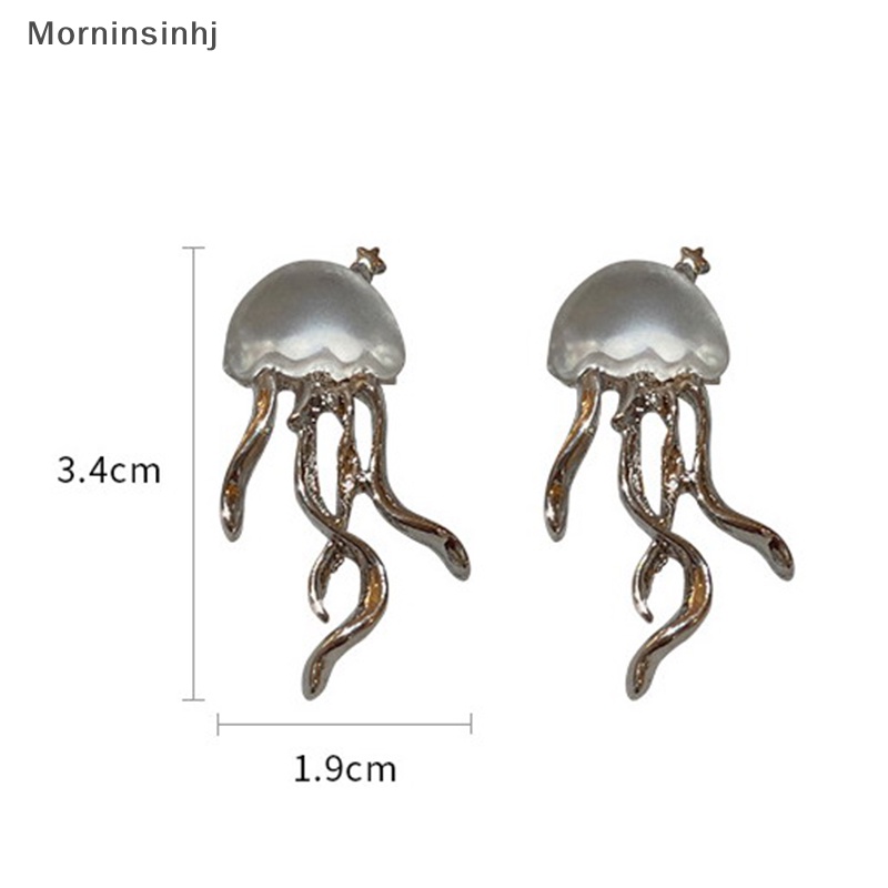 Mornin 1pasang Korea Style Indah Deep-Sea Jellyfish Stud Earrings Fashion Anting Transparan Kristal Frosted Untuk Wanita Perhiasan Hadiah id