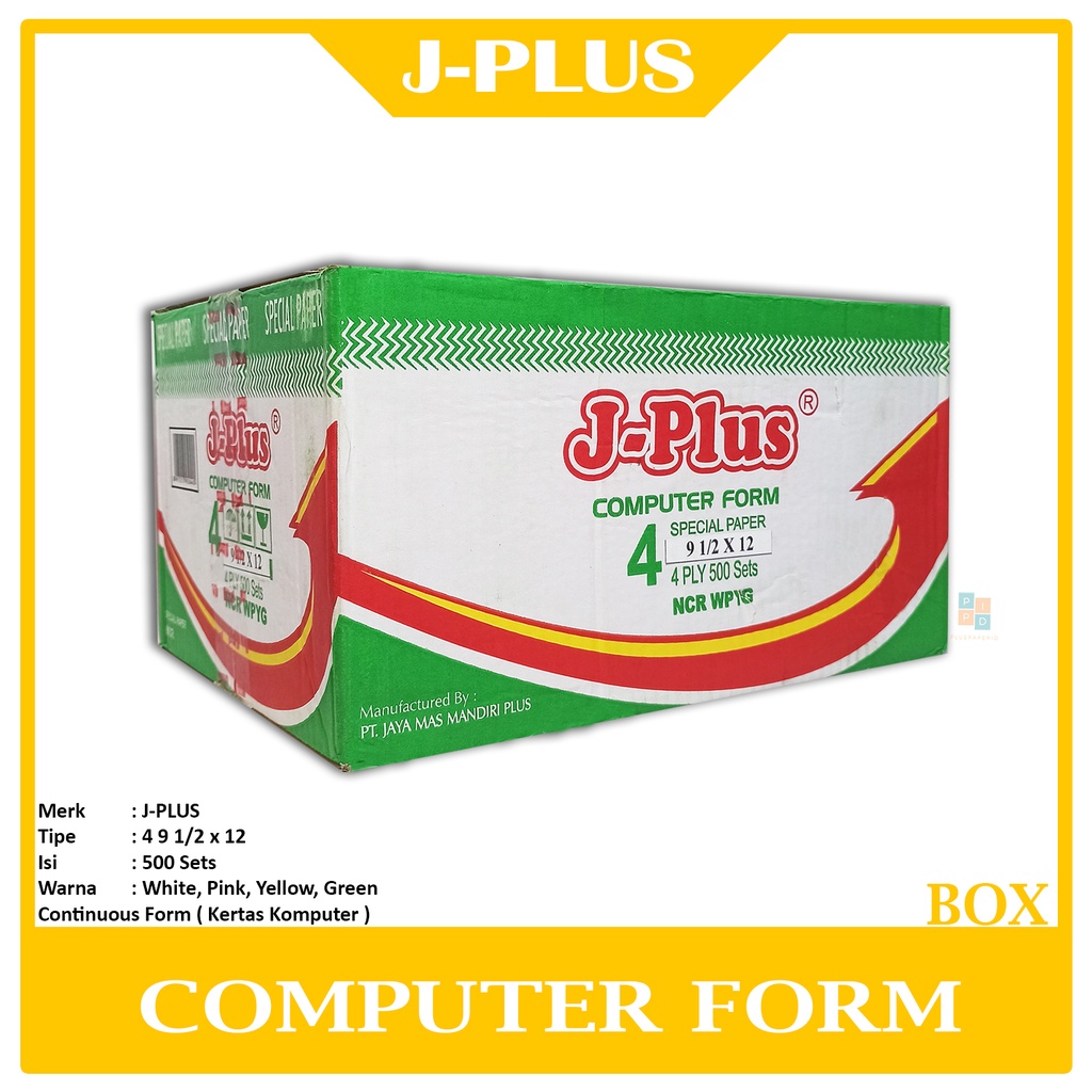 

J-PLUS - Continous Form 4 Ply 9 1/2 x 12 Kertas Komputer - Box