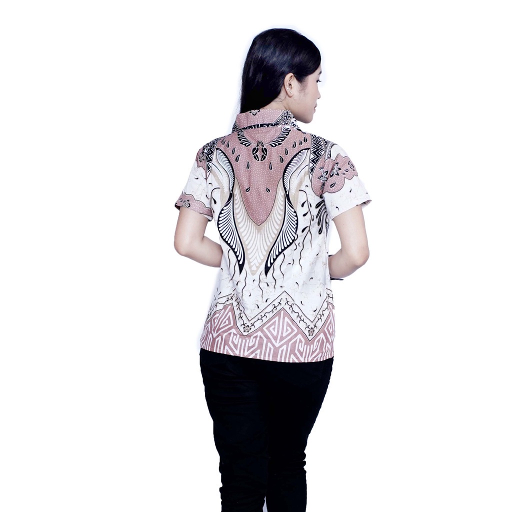 Kemeja Wanita Atasan Blouse Batik Wanita Berkerah Kemeja Pria Couple lovely - Batik Dua Putri