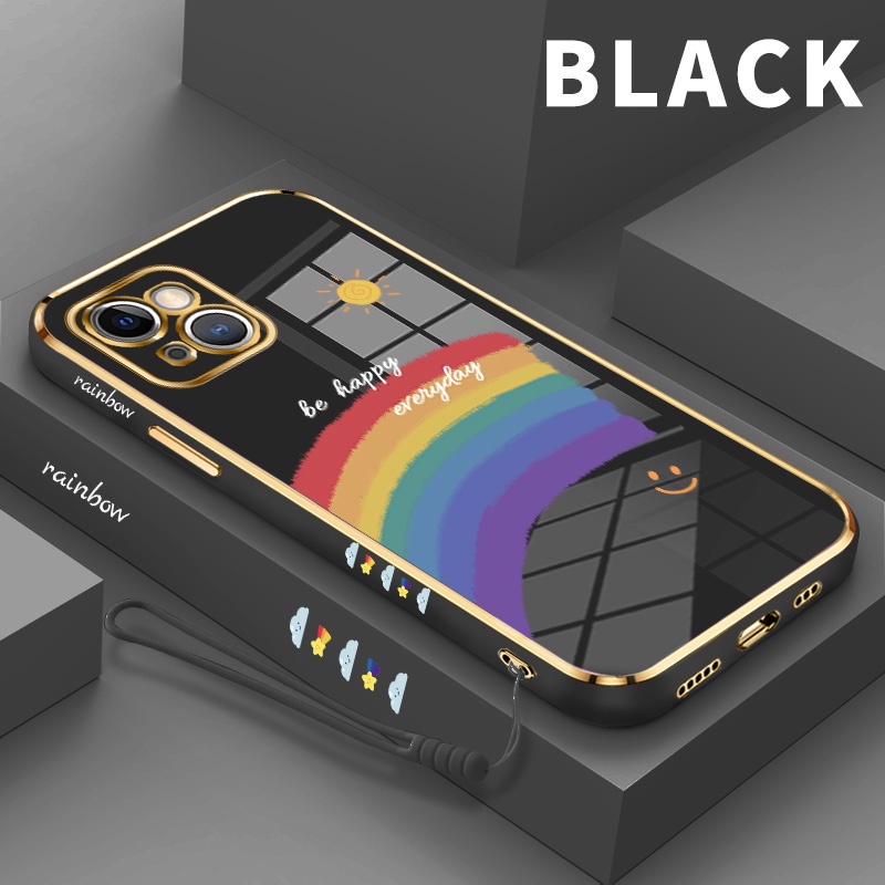 Casing VIVO V17 V19 V20 V21S V23E  Y75 V25 Z1 Pro 4G 5G  Sun Rainbow Phone Case Electroplating Soft 