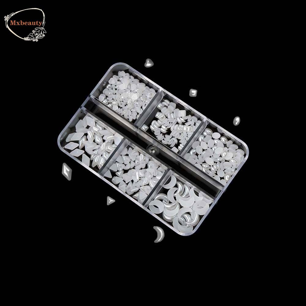 Mxbeauty Hiasan Kuku Wanita Ukuran Campur Flat Bottom Manicure Aksesoris Segitiga Droplet 3D Nail Art Drills