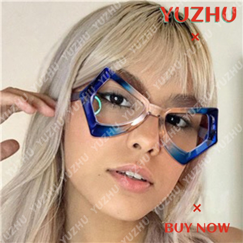 (YUZHU) Desain Mode Baru Kacamata Kebesaran Tidak Teratur Cat Eye Anti Blue Light Colorful Butterfly Eyeglasses