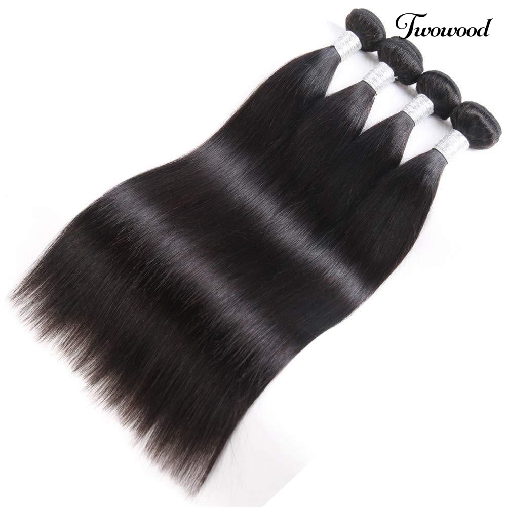 Twowood Wanita Lurus Panjang Rambut Sintetis Tahan Panas Serat Wig Ekstensi Sopak