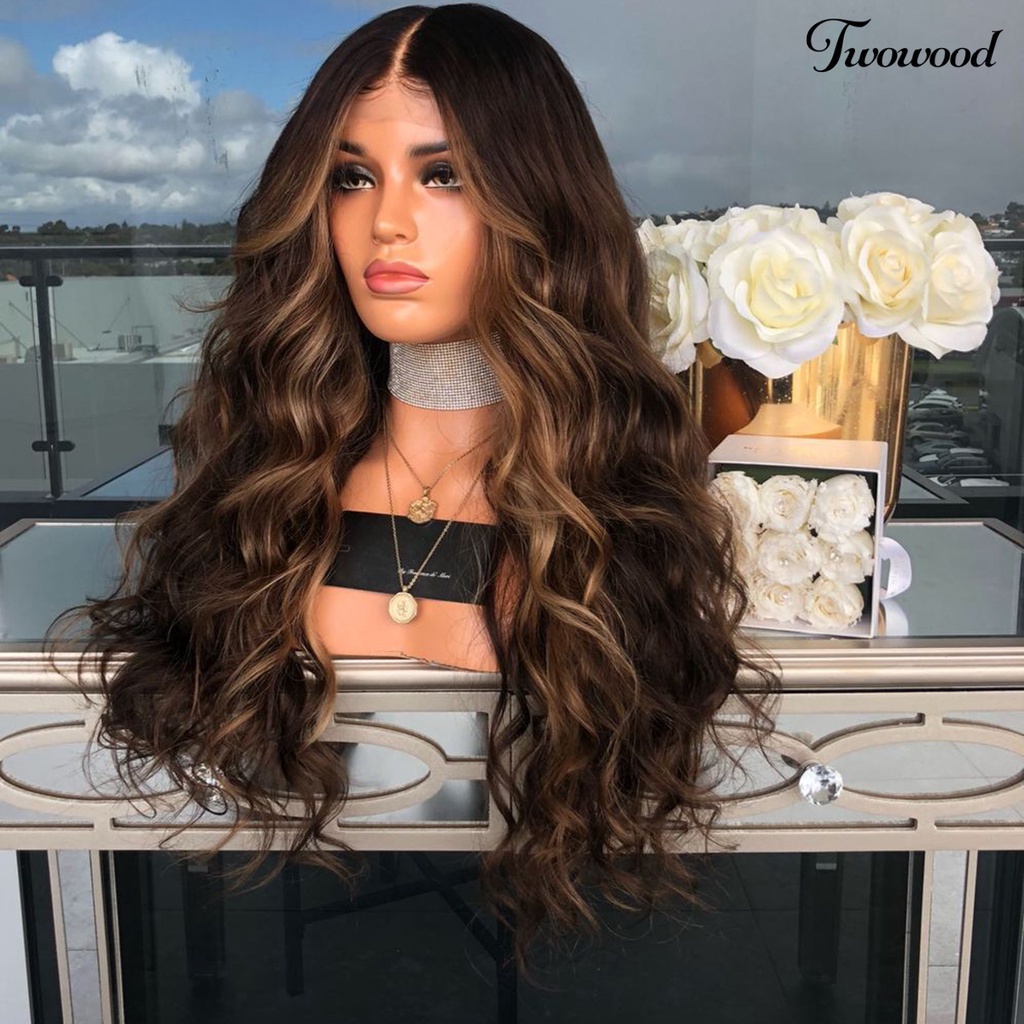 Twowood Wanita Ladies Wave Curly Rambut Wig Coklat Rose Net Pesta Perjamuan Tutup Kepala Sopak