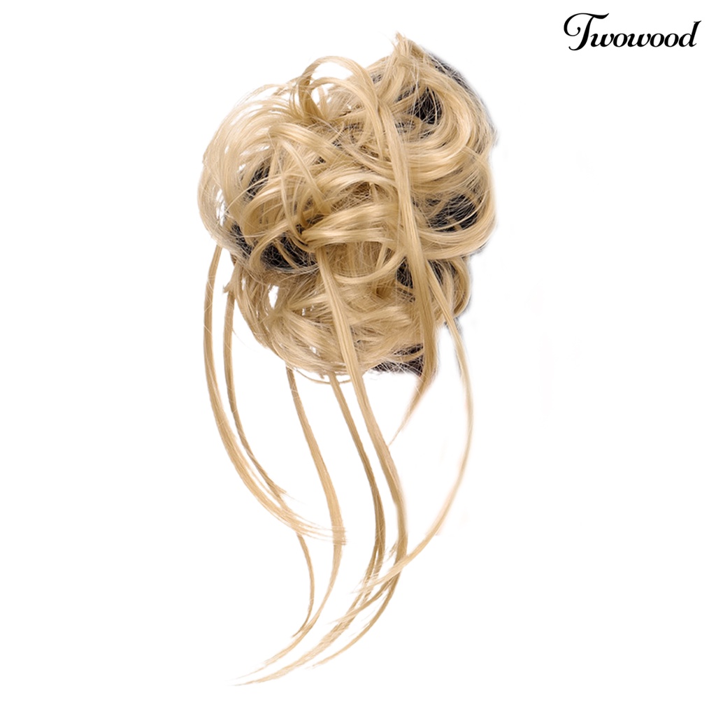 Twowood Wig Messy Effect Fluffy Hair Breathable Sanggul Rambut Chignon Messy Scrunchie Elastis Untuk Pesta